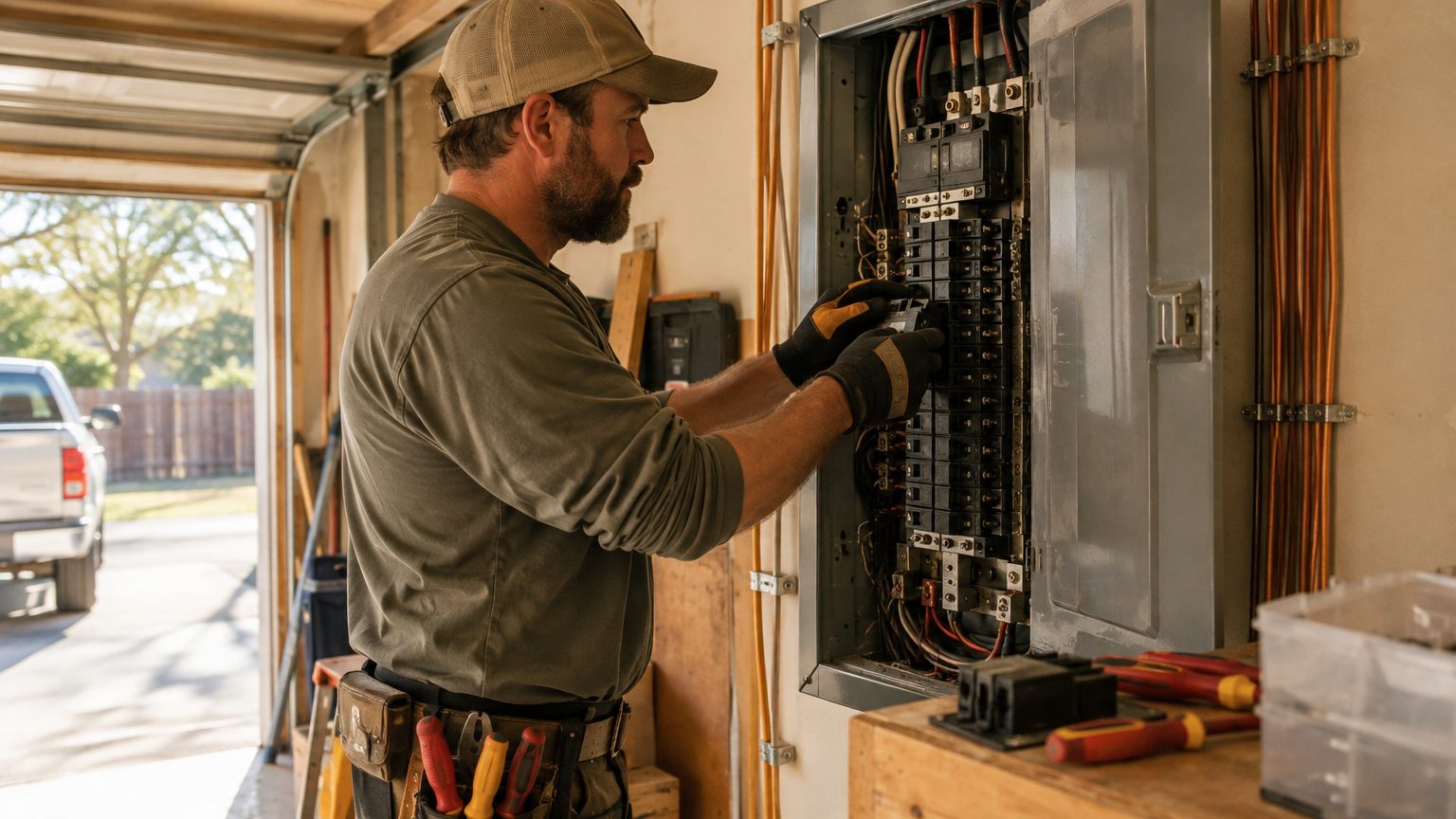 Bales Electric panel upgrade work in Montgomery County, TX