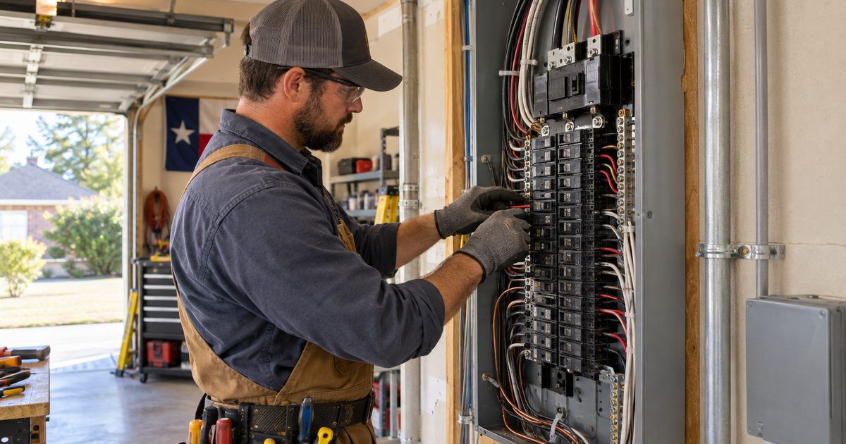 Bell Electrical Construction electrician at work in Willis, TX